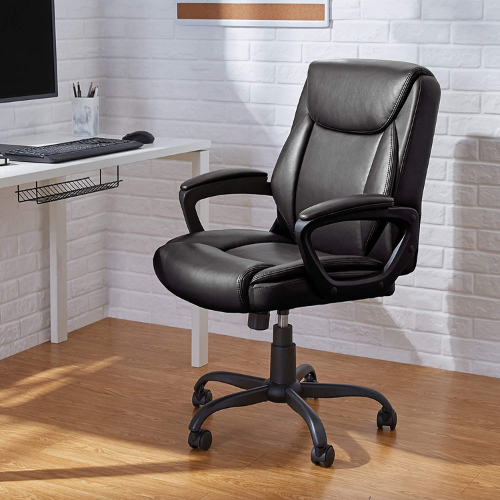 Amazon Basics Black Leather Office Chairs