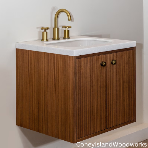 ConeyIslandWoodworks walnut vanity