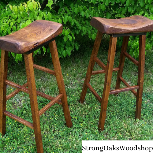 StrongOaksWoodshop oak bar stool