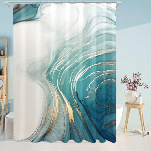 Yookeb teal shower curtain